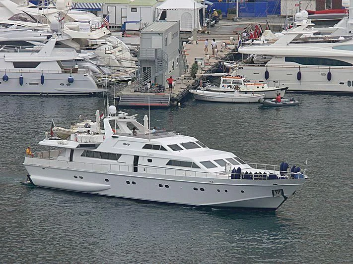 a group of boats in a harbor aboard ANTISAN Yacht for Charter