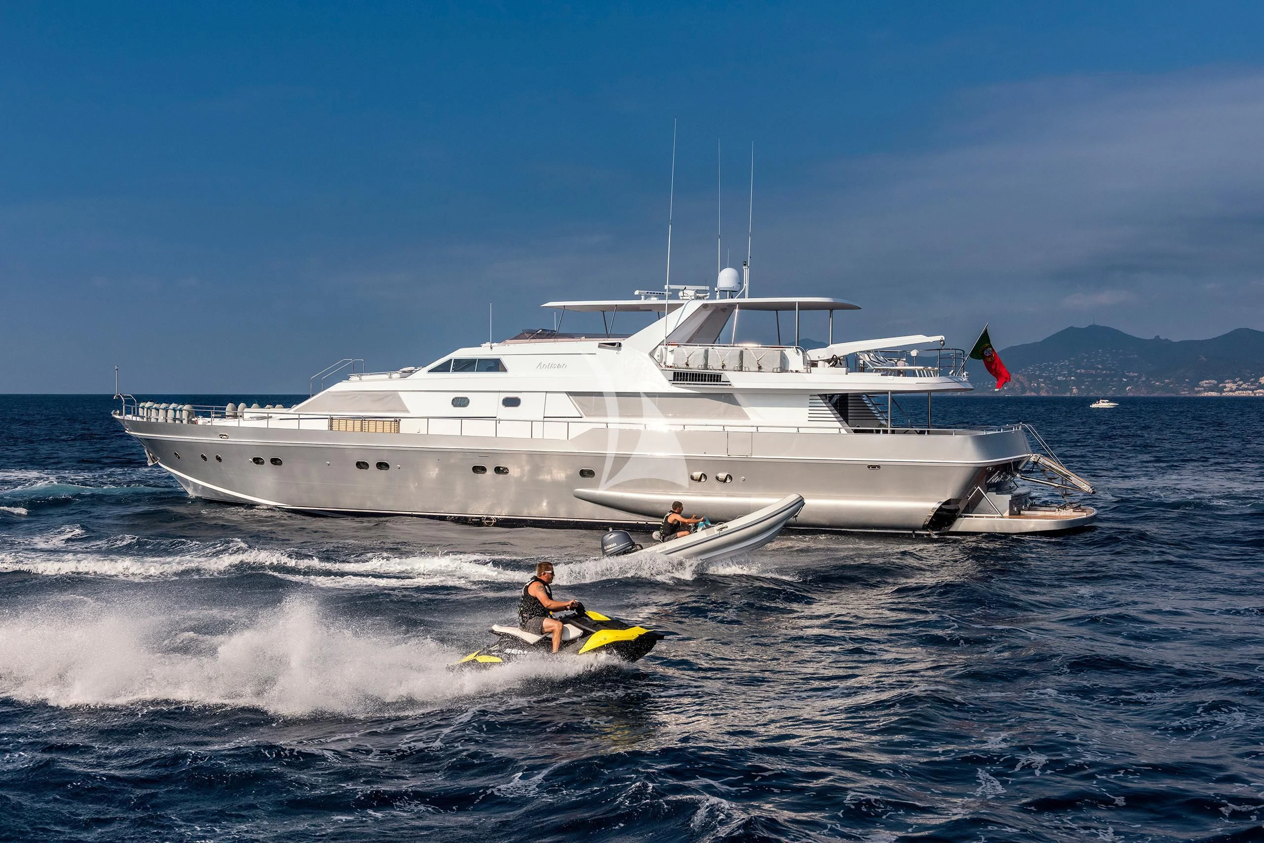 a boat on the water aboard ANTISAN Yacht for Charter