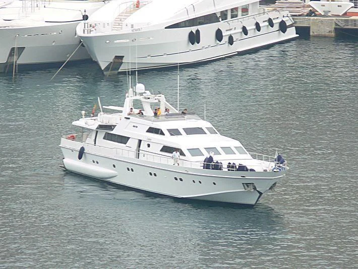a group of boats in a harbor aboard ANTISAN Yacht for Charter
