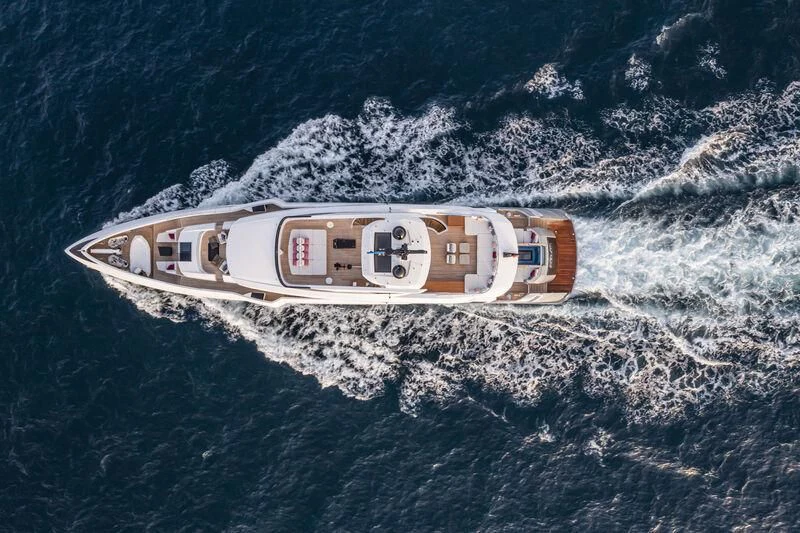 a small ship in the water aboard ARIA SF Yacht for Sale