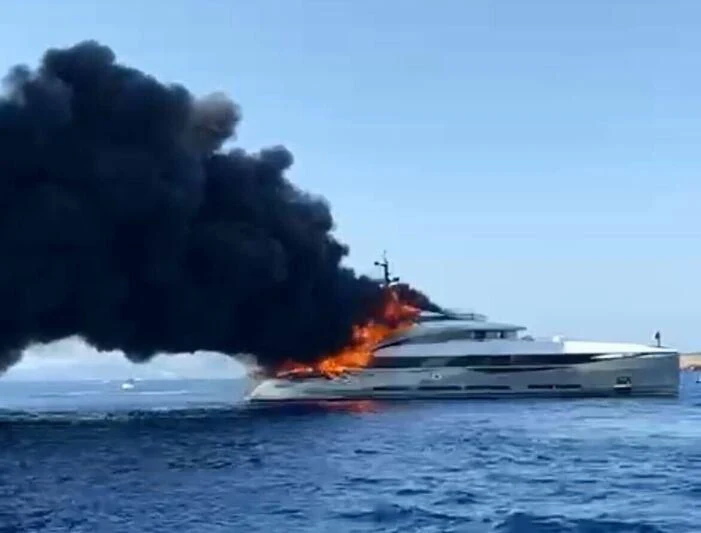 a boat on fire aboard ARIA SF Yacht for Sale