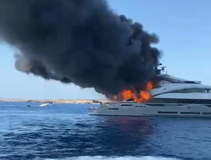 a boat on fire aboard ARIA SF Yacht for Sale