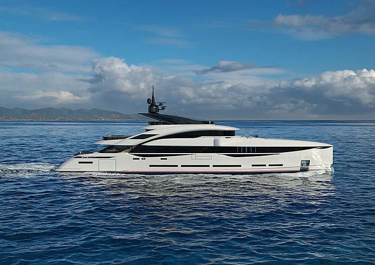 a white boat in the water aboard ARIA SF Yacht for Sale