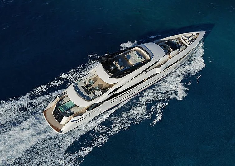 a high angle view of a boat aboard ARIA SF Yacht for Sale