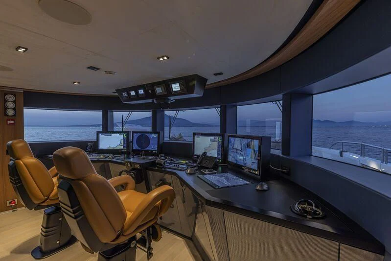 a room with many computers aboard ARIA SF Yacht for Sale