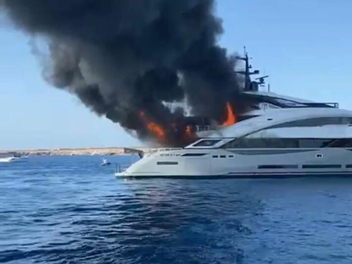 a boat on fire aboard ARIA SF Yacht for Sale