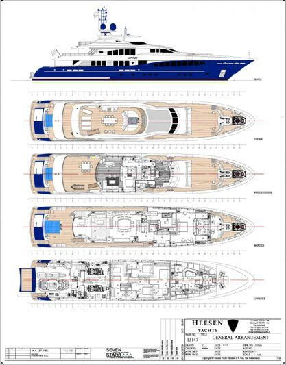 diagram, engineering drawing aboard SPACE Y Yacht for Sale