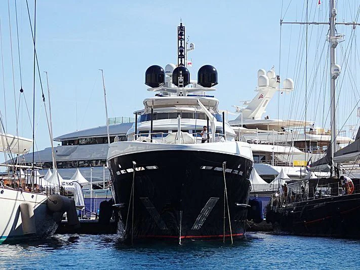 a large boat in the water aboard SPACE Y Yacht for Sale