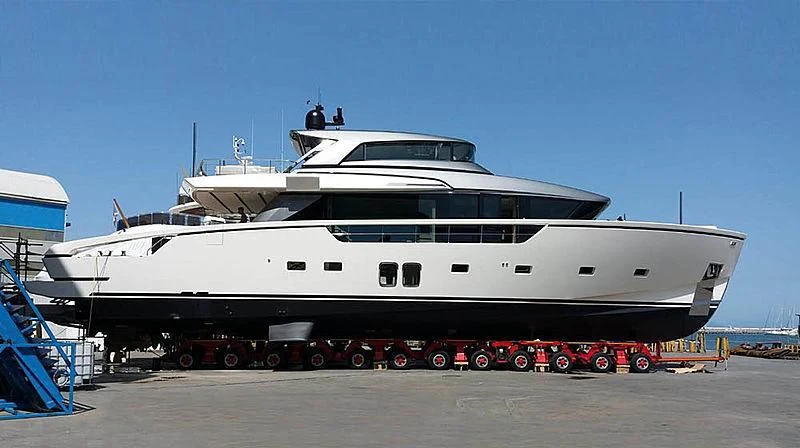 a large white boat aboard VICKY Yacht for Sale