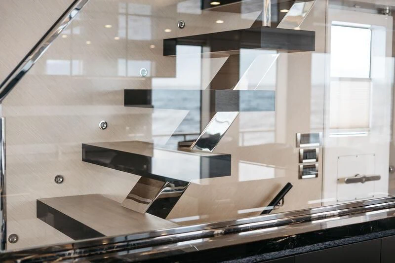 a room with a large glass wall aboard LEMANJA Yacht for Sale