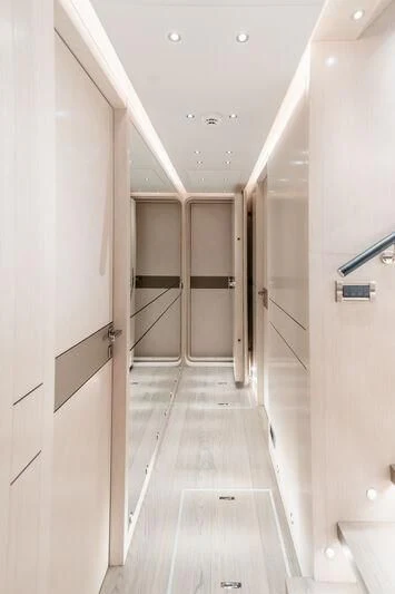 a hallway with doors aboard LEMANJA Yacht for Sale