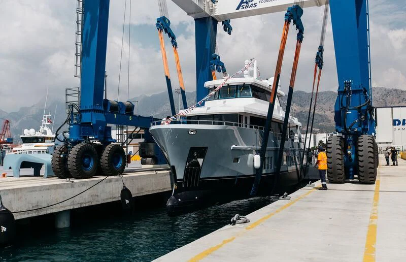 a boat on a trailer aboard LEMANJA Yacht for Sale