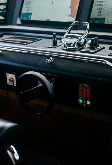 a car with a digital display aboard LEMANJA Yacht for Sale