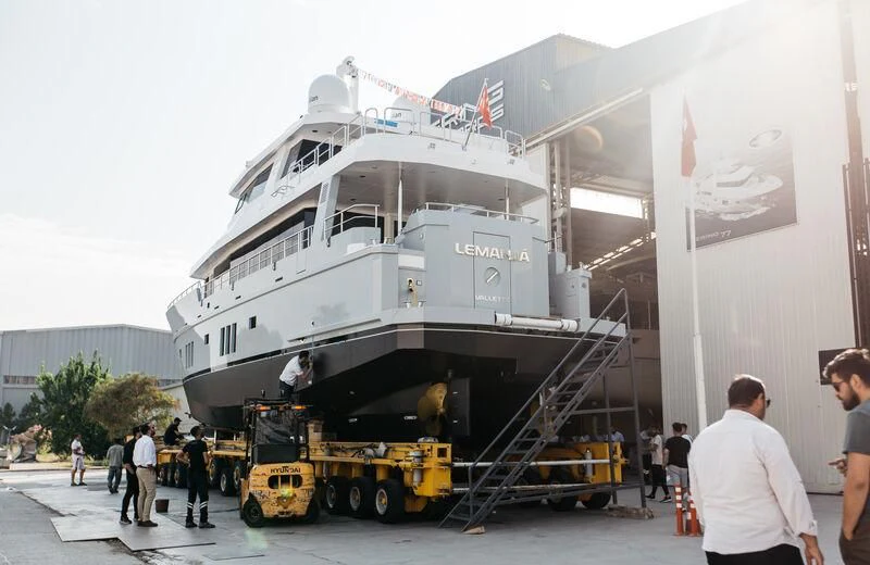 a large white ship aboard LEMANJA Yacht for Sale