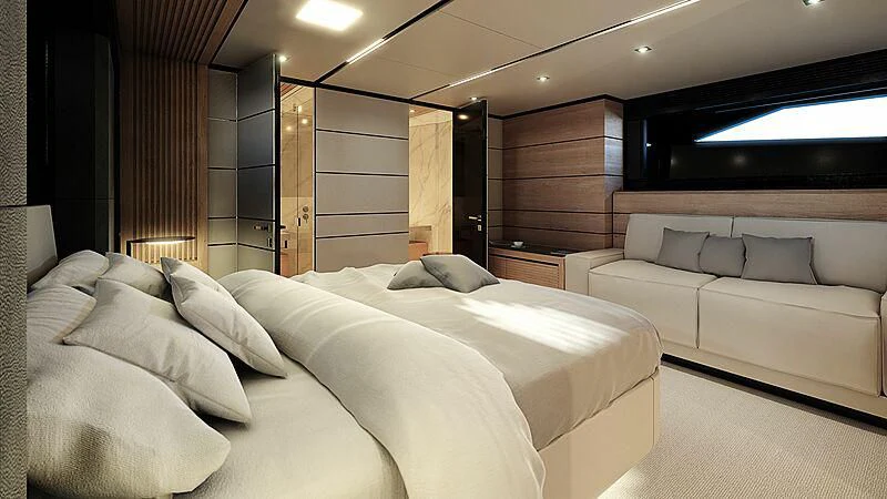 a room with a bed and a couch aboard WHY 200 Yacht for Sale