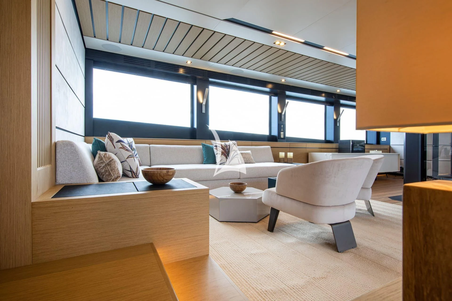 a room with a couch and a table aboard WHY 200 Yacht for Sale