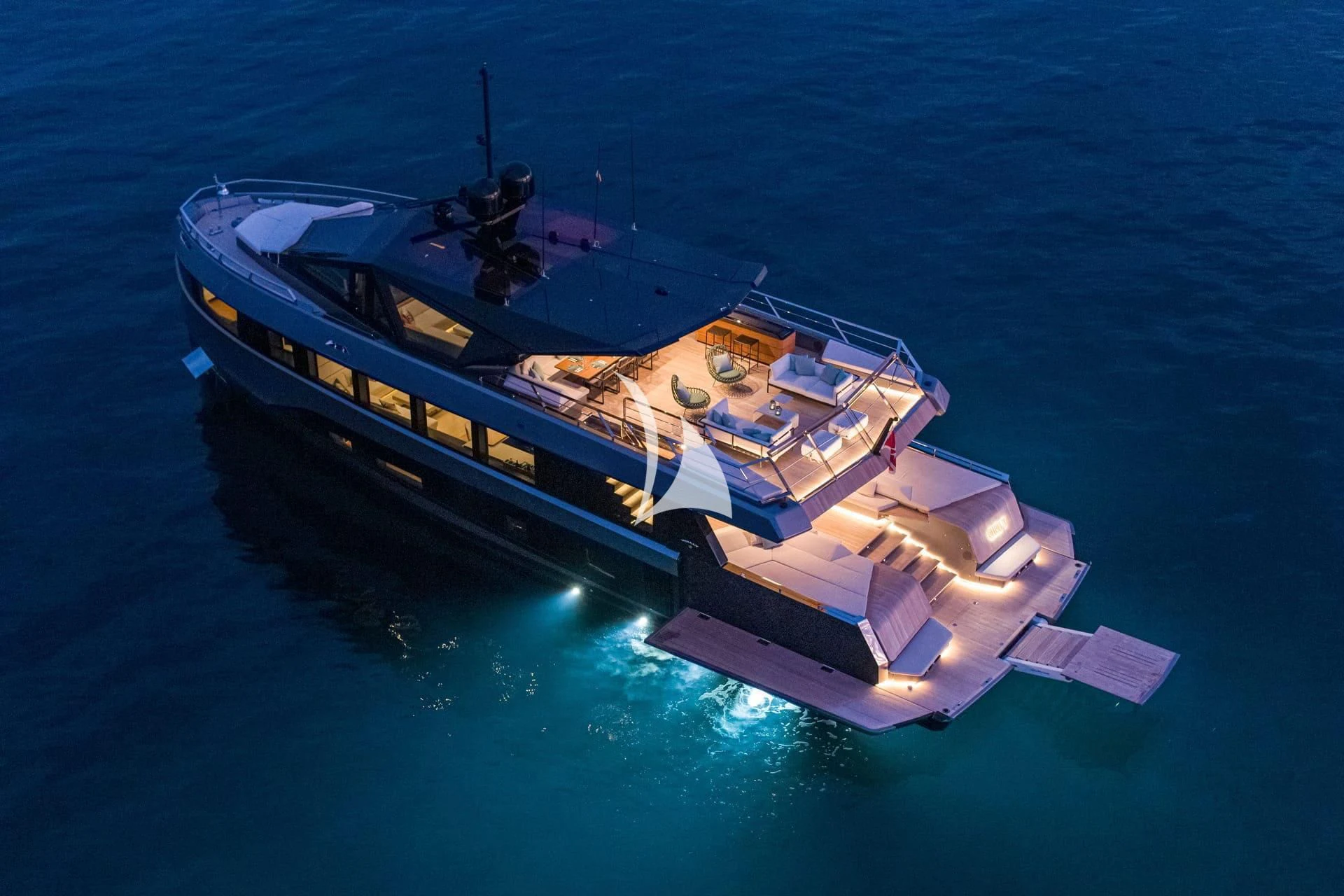 a large ship in the water aboard WHY 200 Yacht for Sale