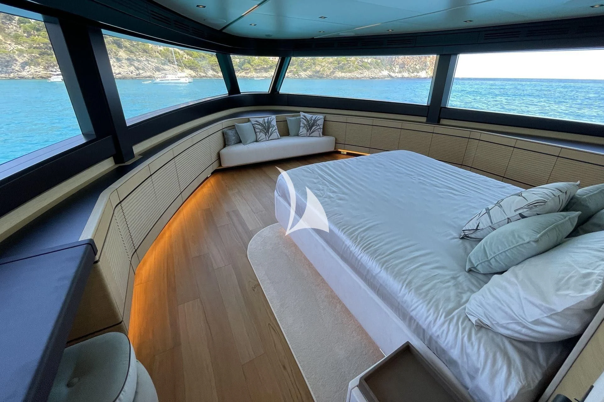 a room with a bed and a window aboard WHY 200 Yacht for Sale