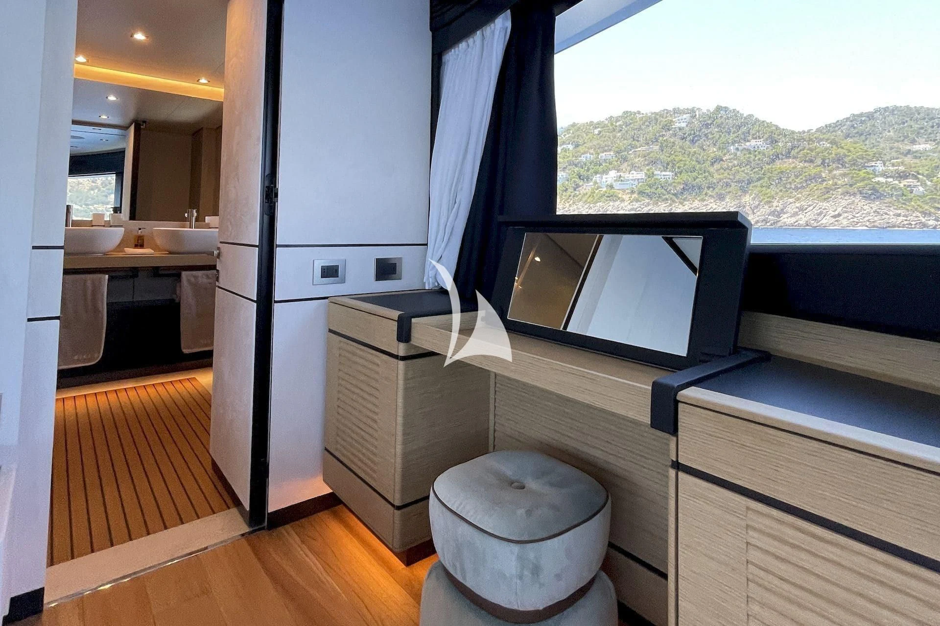 a bathroom with a toilet and a sink aboard WHY 200 Yacht for Sale