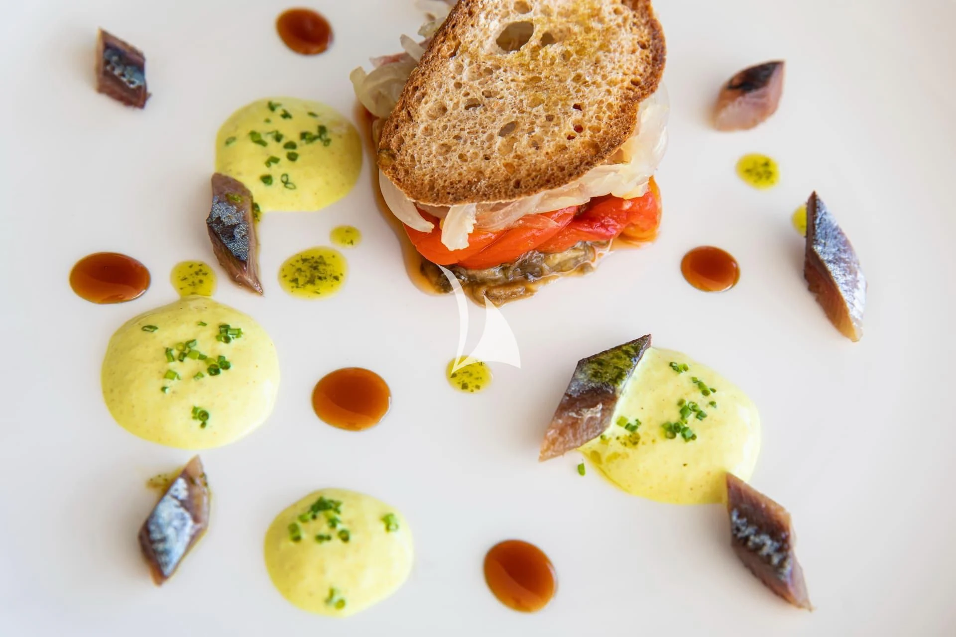 a sandwich with different ingredients aboard WHY 200 Yacht for Sale