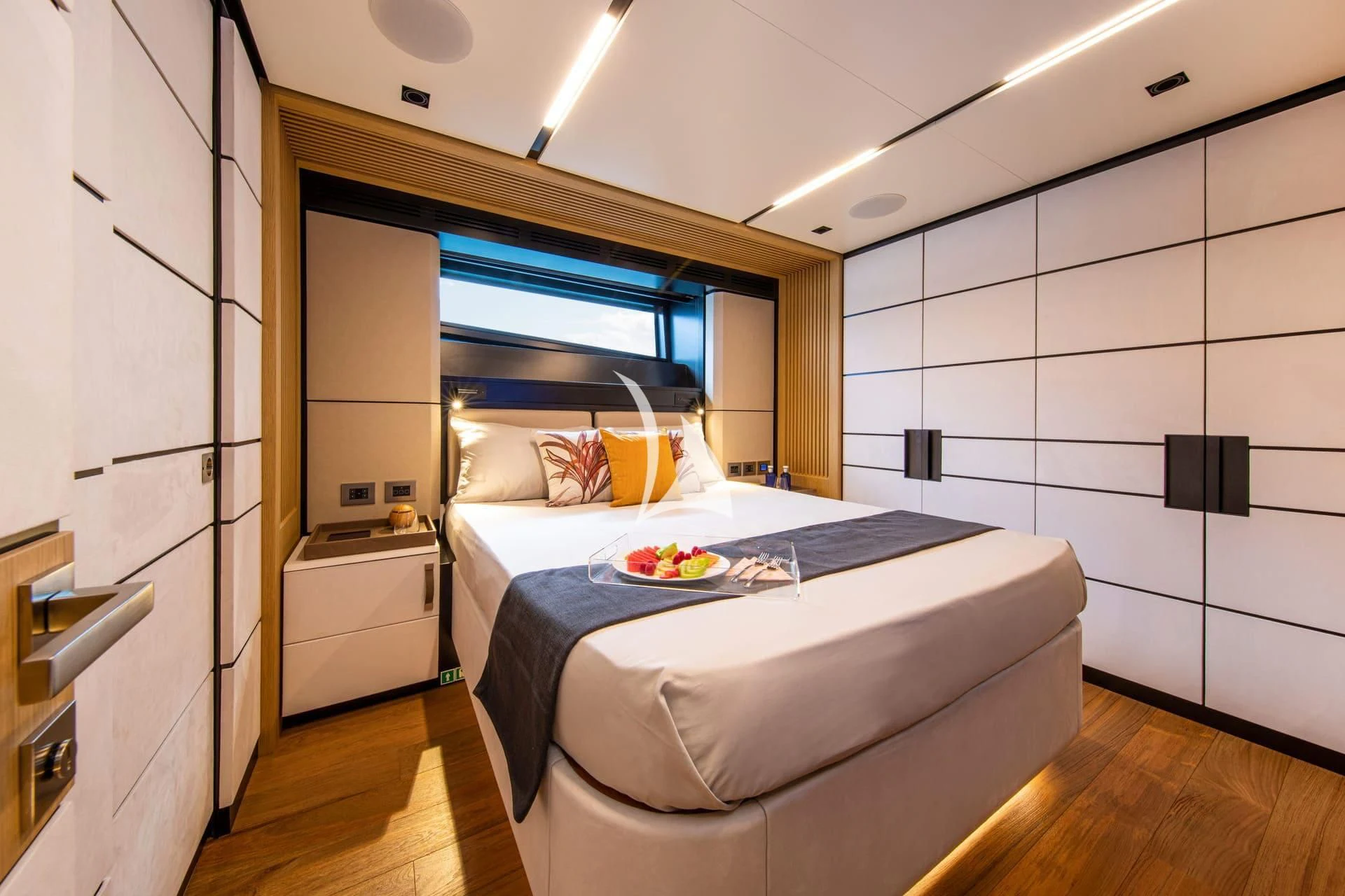 a bedroom with a bed aboard WHY 200 Yacht for Sale