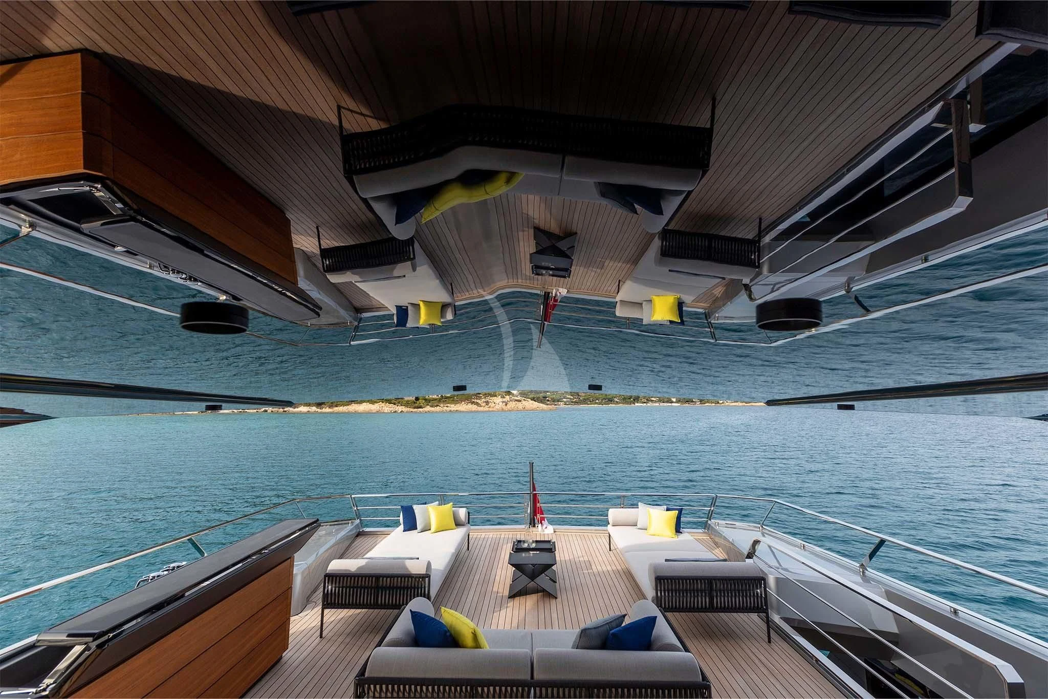 a boat dock with chairs and a dock aboard WHY 200 Yacht for Sale