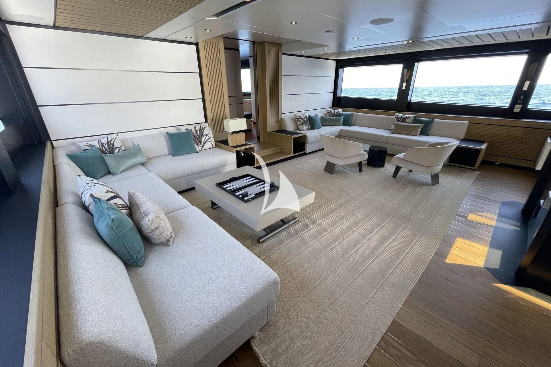 a room with a couch and a table aboard WHY 200 Yacht for Sale