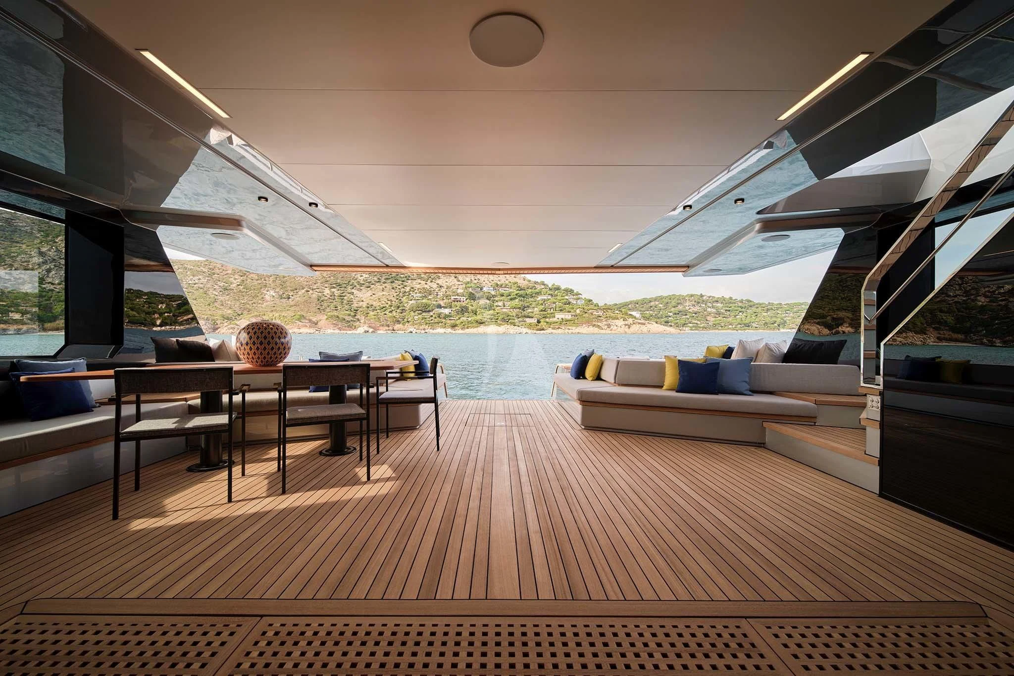a room with a couch and a pool aboard WHY 200 Yacht for Sale