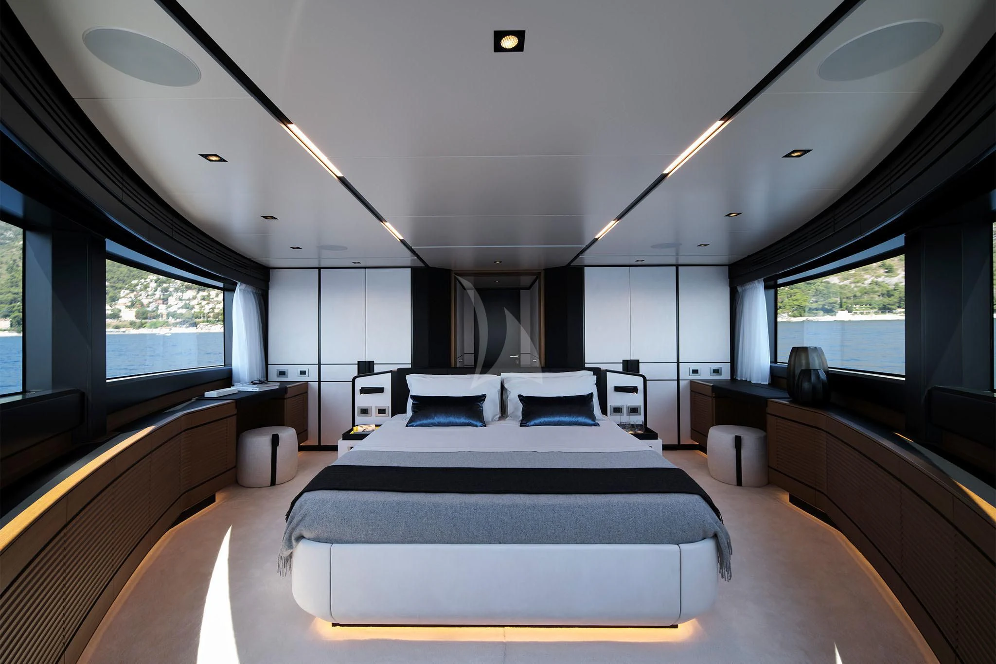 a large bedroom with a large bed aboard WHY 200 Yacht for Sale