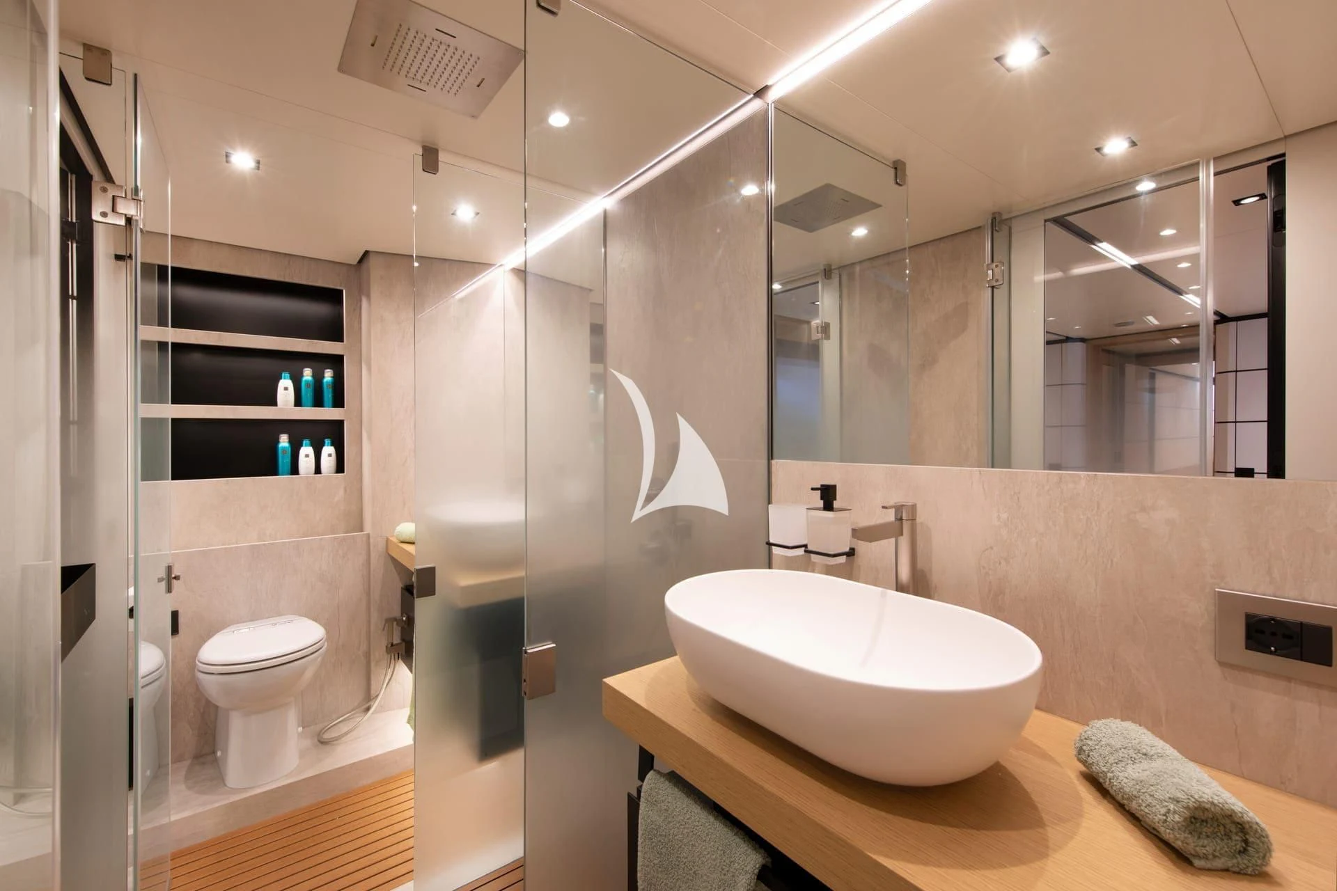 a bathroom with a sink and a toilet aboard WHY 200 Yacht for Sale