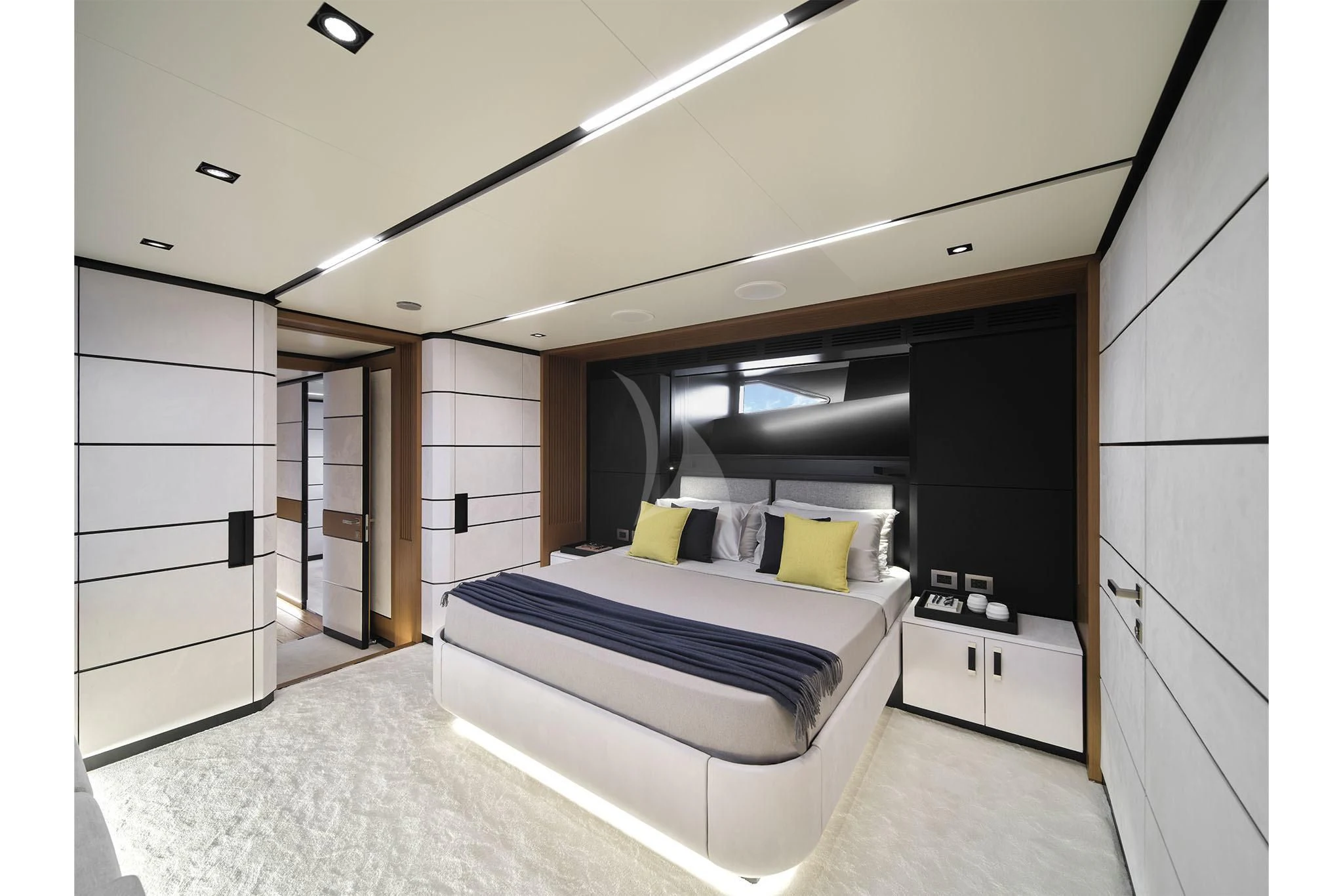 a room with a bed and cabinets aboard WHY 200 Yacht for Sale