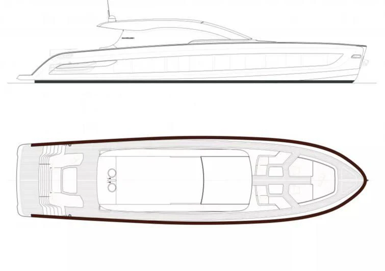 diagram, engineering drawing aboard G96 SPORT Yacht for Sale