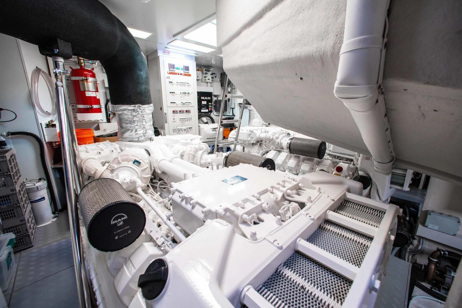 a person in a white machine aboard CRAZY Yacht for Sale
