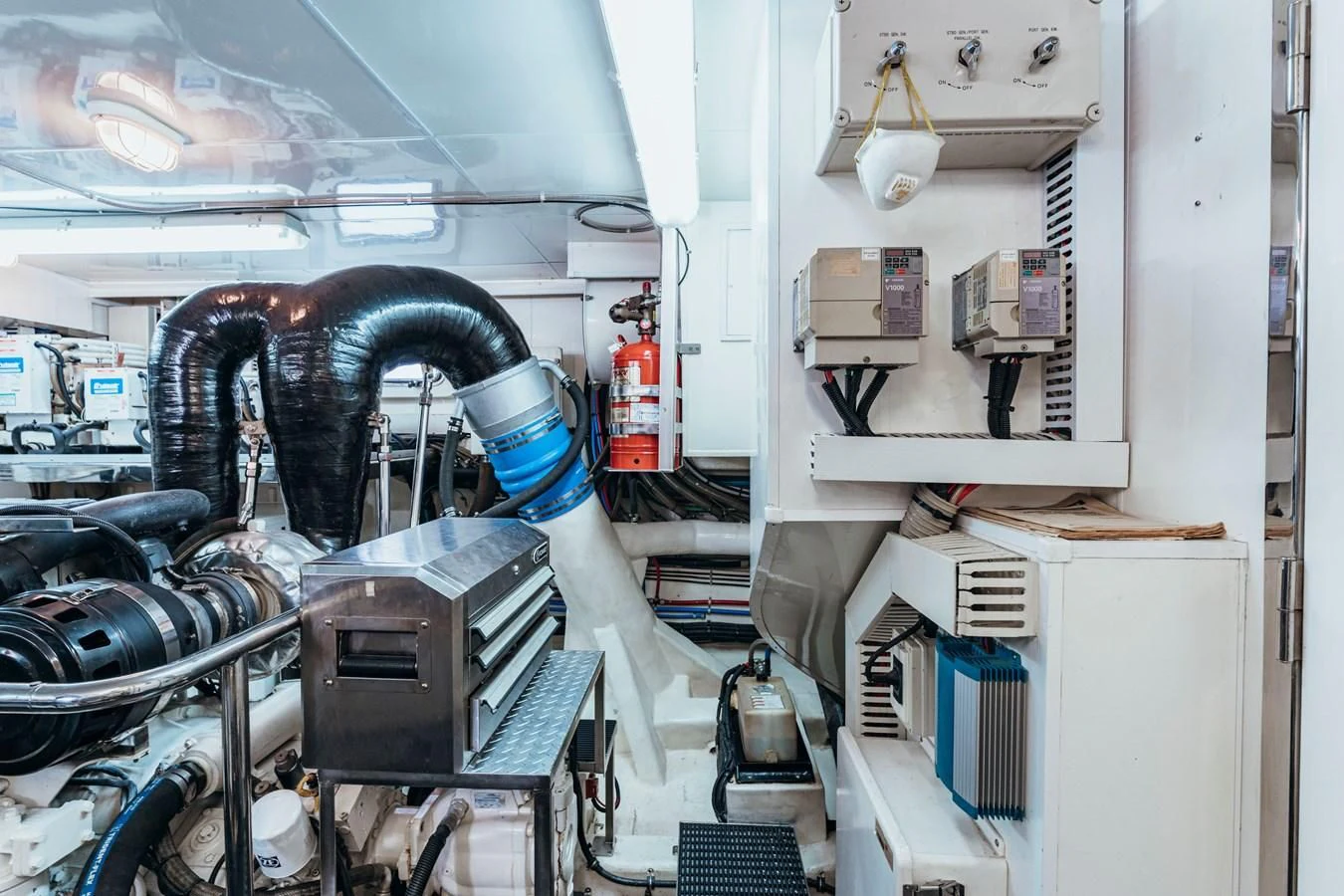 a machine in a factory aboard SKULLDUGGERY Yacht for Sale