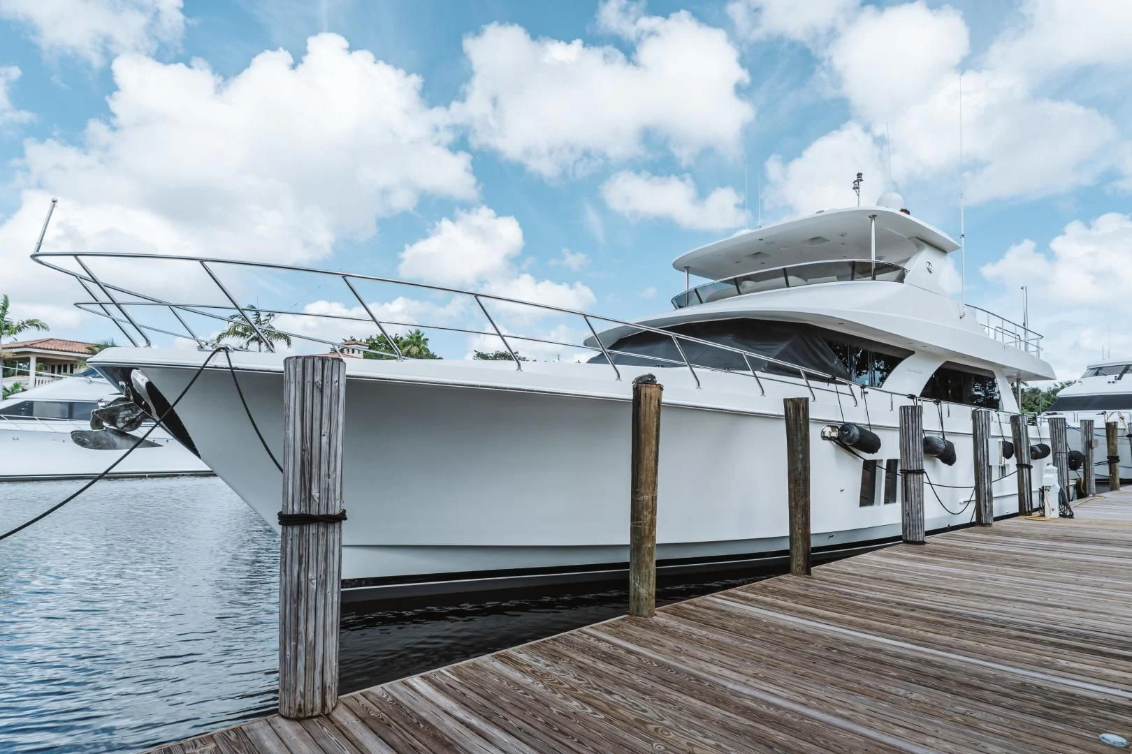a boat docked at a pier aboard SKULLDUGGERY Yacht for Sale