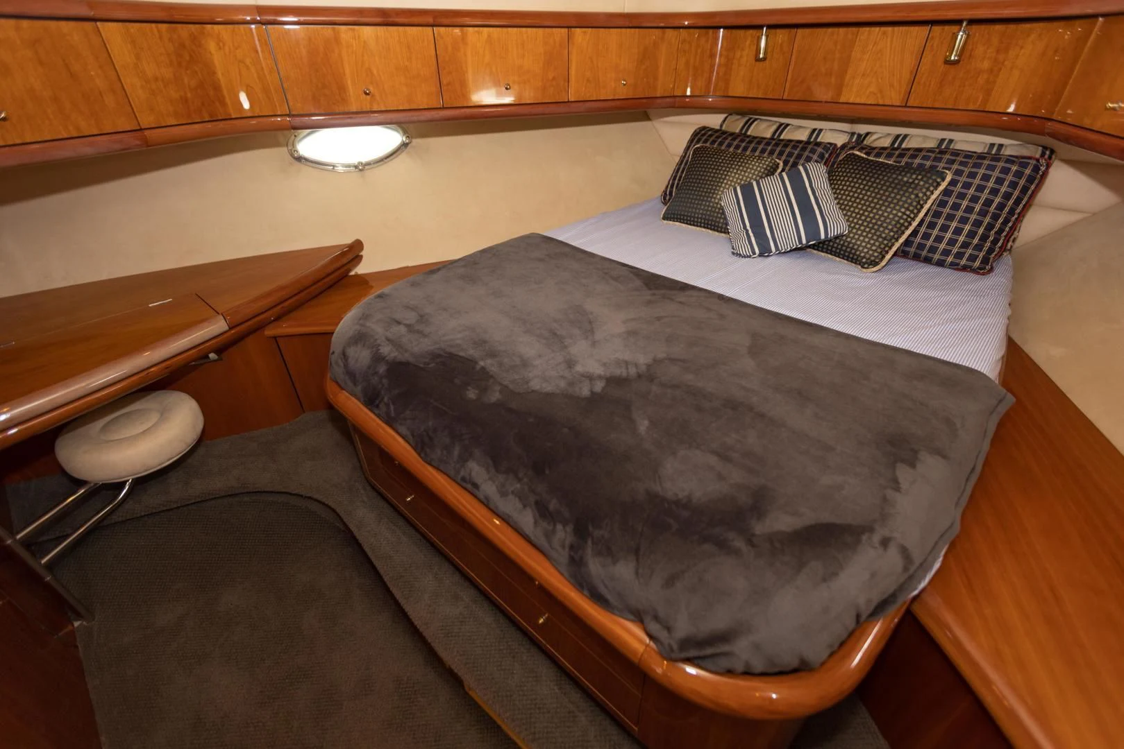 a bed in a room aboard DREAM BIG Yacht for Sale