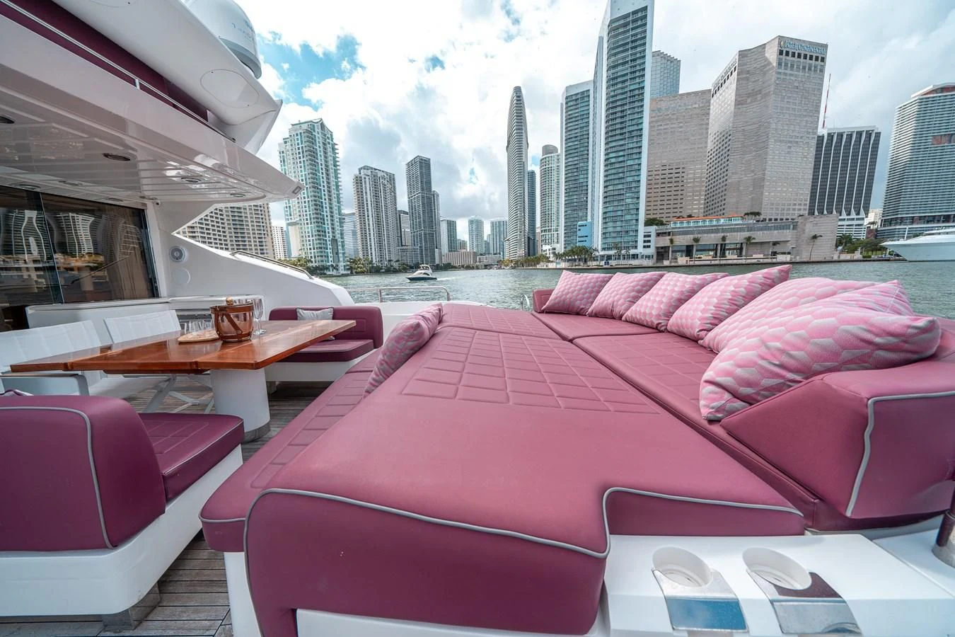 a group of seats in a boat aboard SUNSEEKER 84 Yacht for Sale