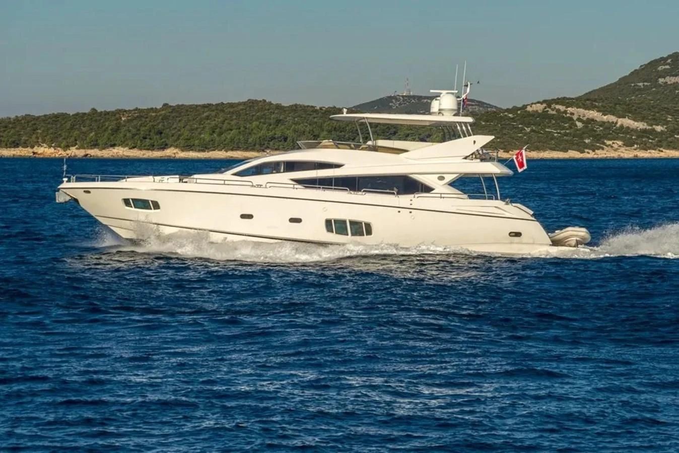 a white yacht in the water aboard SUNSEEKER 84 Yacht for Sale