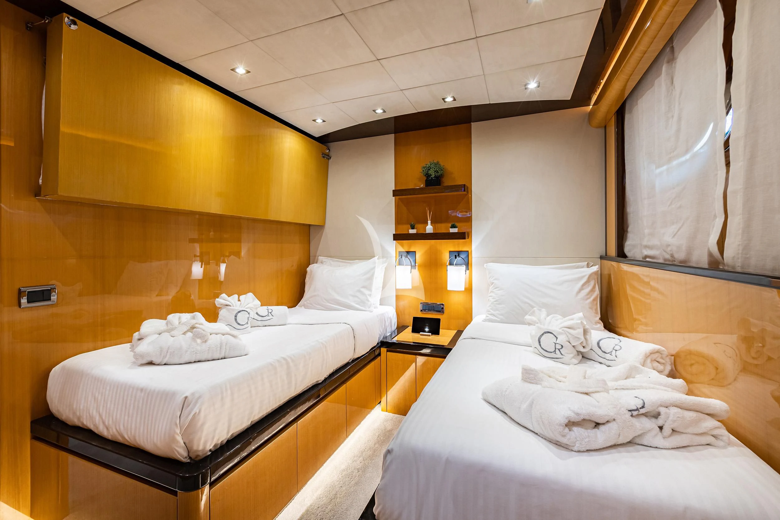 a room with two beds aboard CAN'T REMEMBER Yacht for Sale