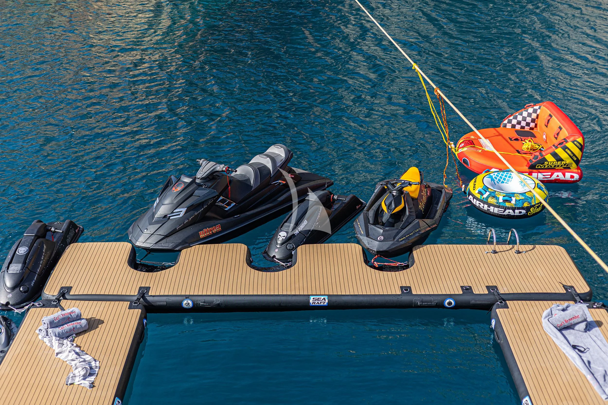 a boat with a motor attached to it aboard CAN'T REMEMBER Yacht for Sale