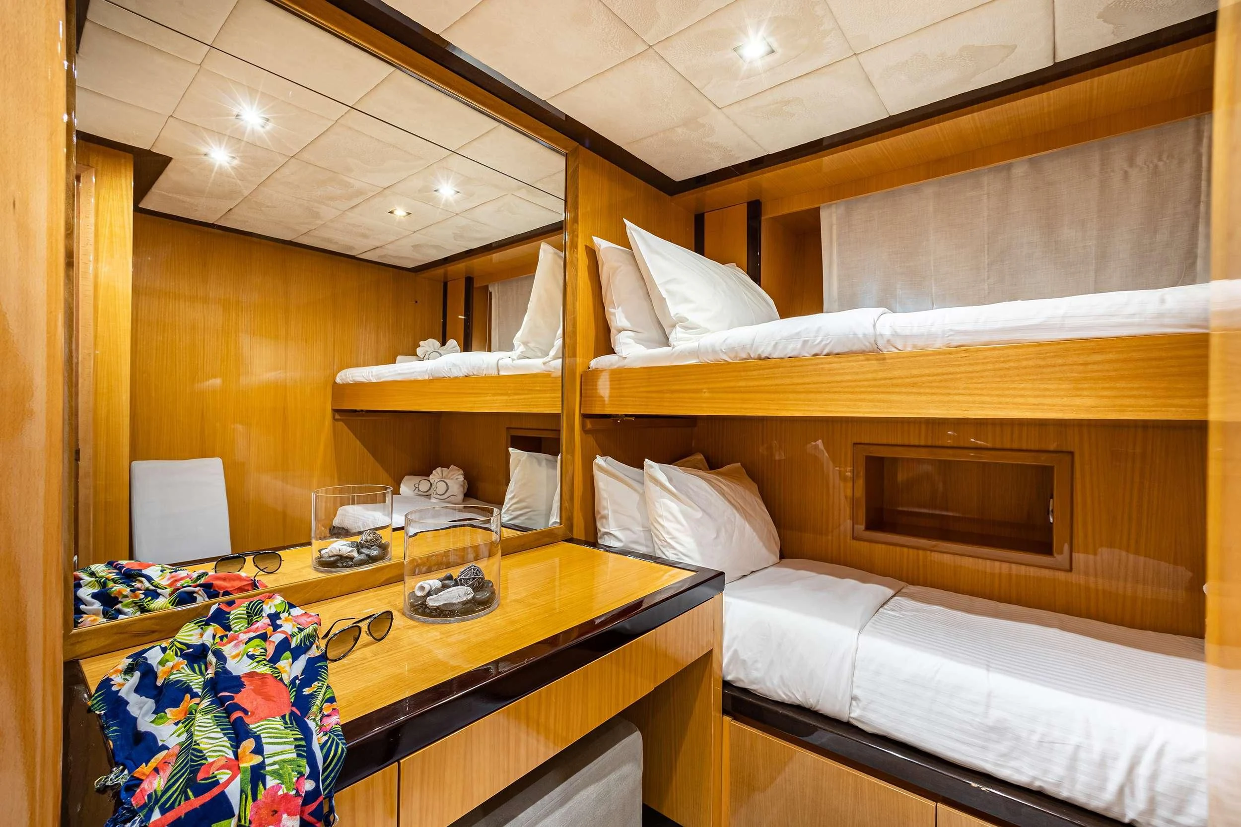 a room with bunk beds aboard CAN'T REMEMBER Yacht for Sale