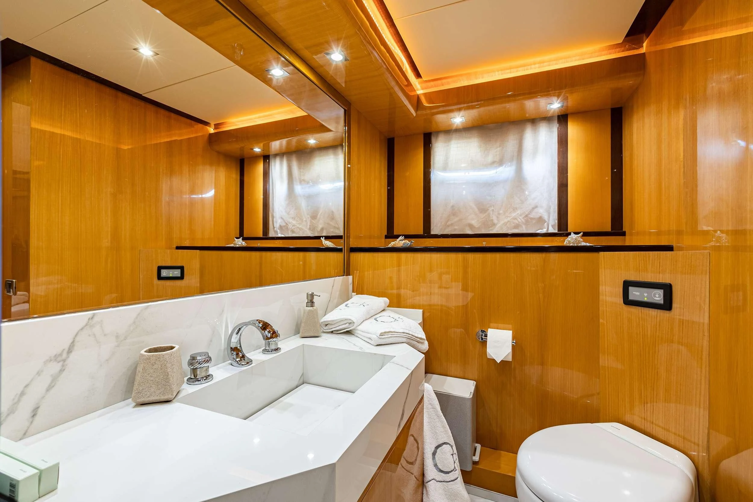 a bathroom with a sink and a toilet aboard CAN'T REMEMBER Yacht for Sale