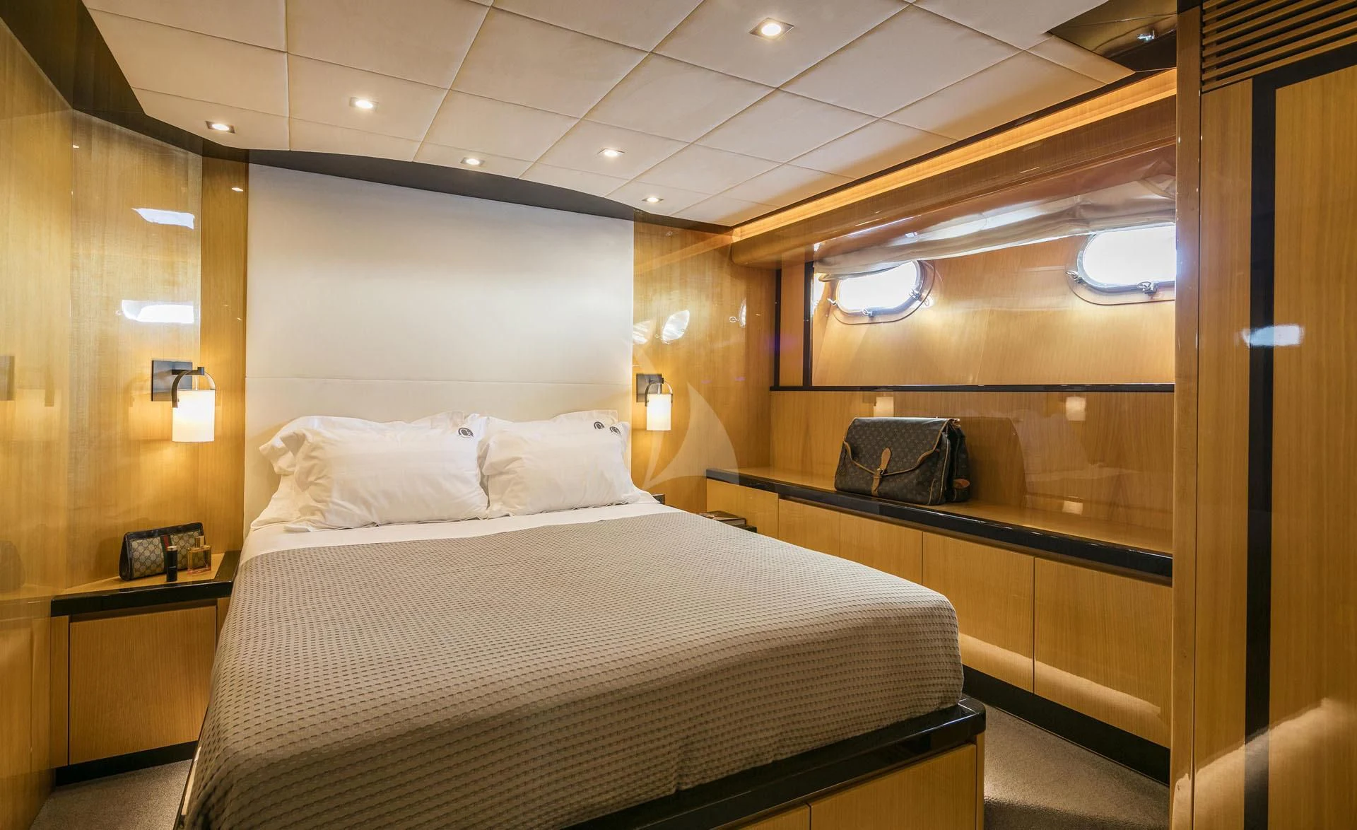 a bed in a room aboard CAN'T REMEMBER Yacht for Sale
