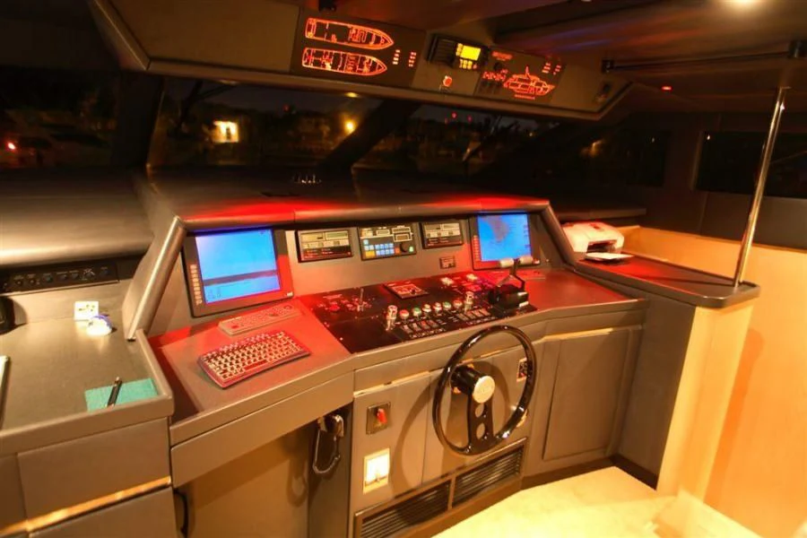 a control panel of a control panel aboard PANACHE Yacht for Sale