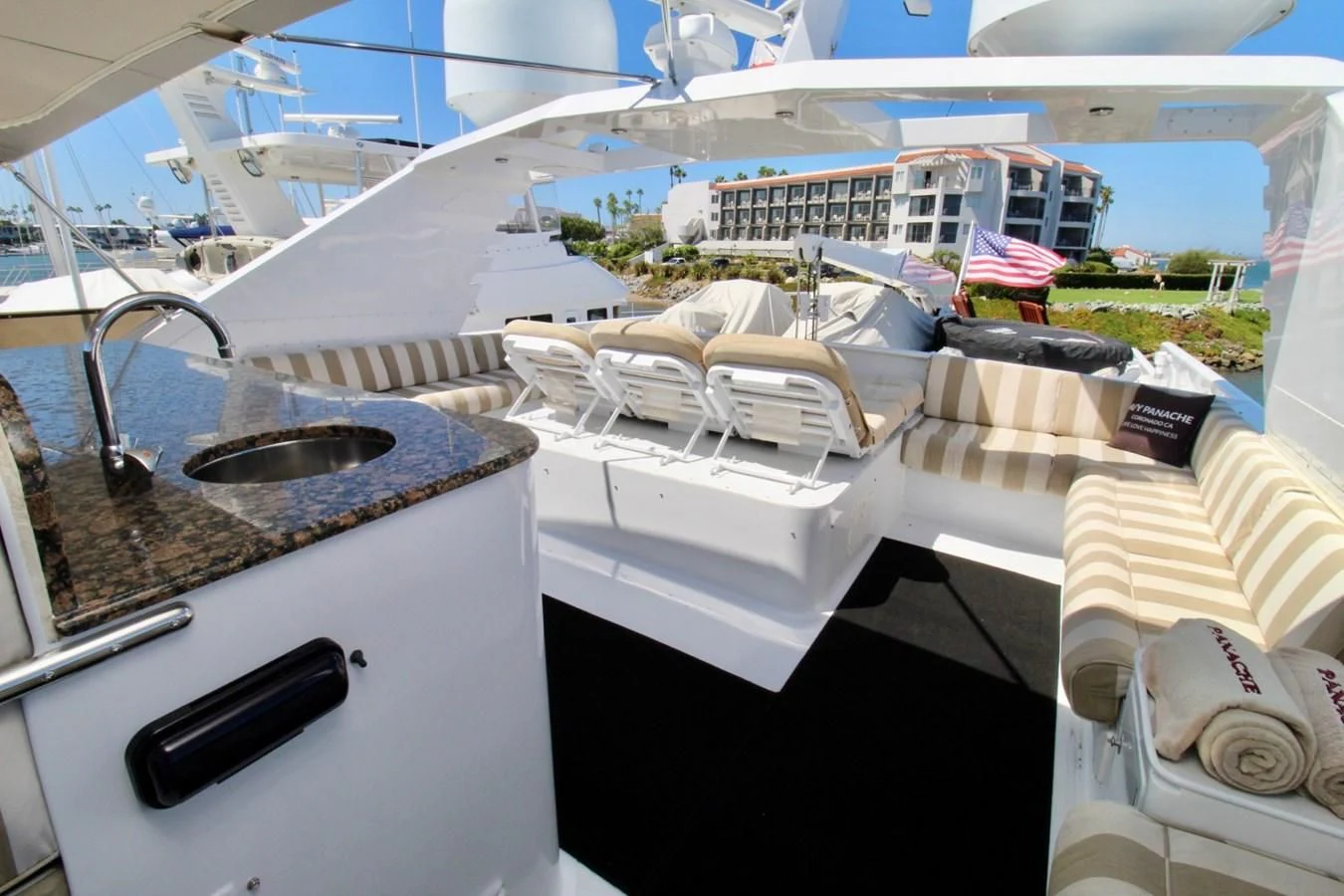 a boat with a sink and a faucet aboard PANACHE Yacht for Sale