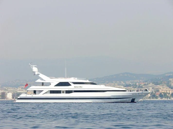 a white yacht in the water aboard HARBOUR MOON Yacht for Sale