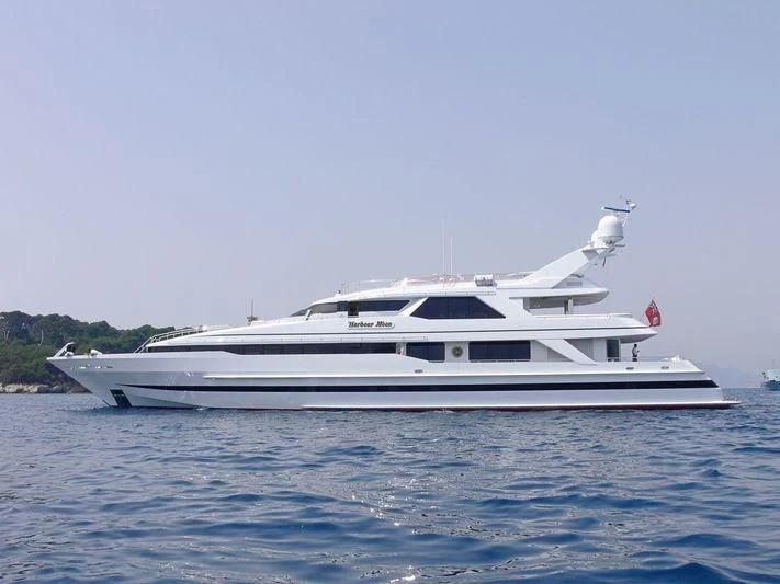 a white yacht in the water aboard HARBOUR MOON Yacht for Sale