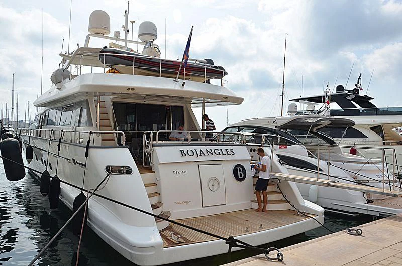 a group of boats docked aboard BOJANGLES Yacht for Sale