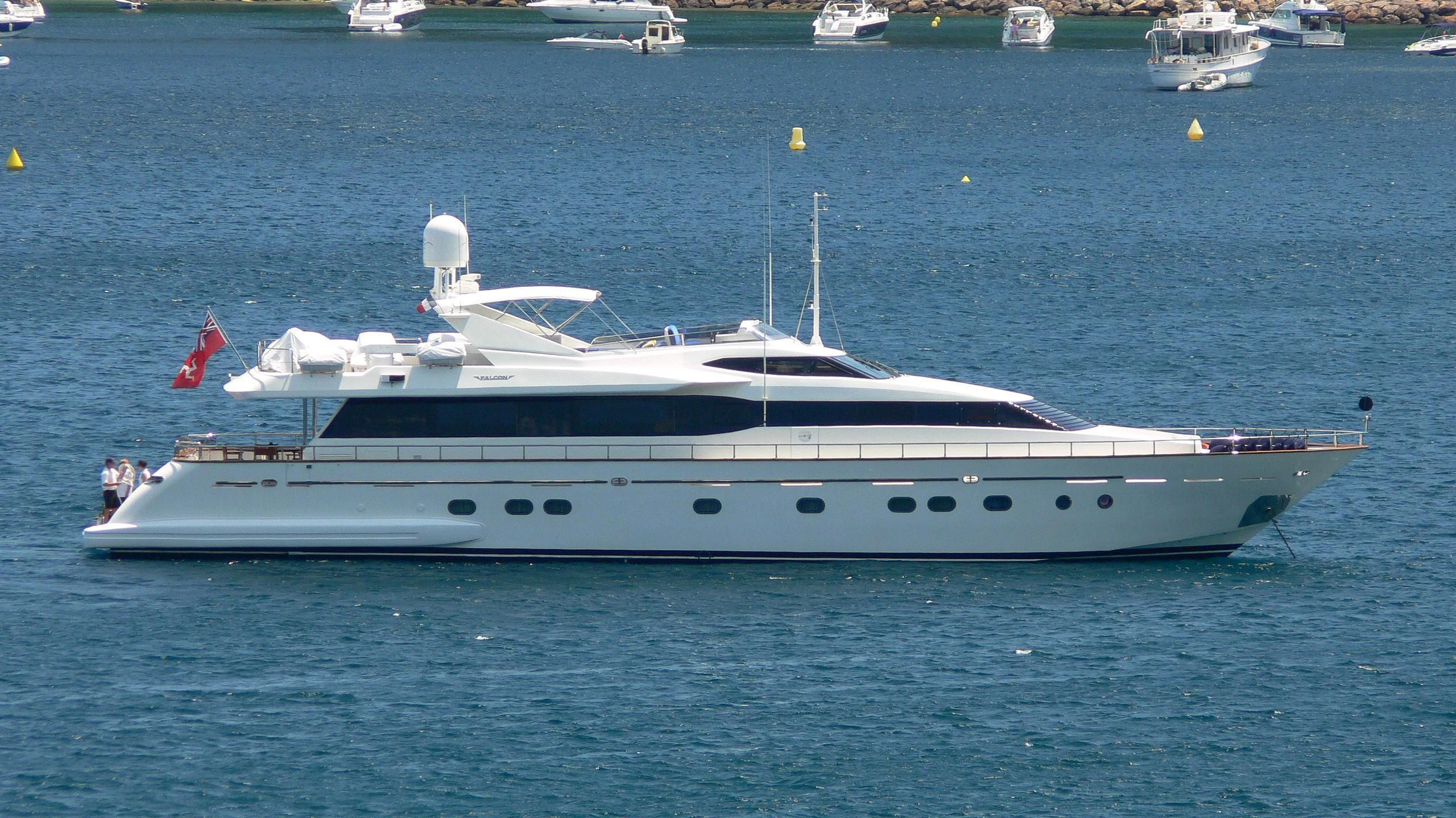 a white yacht in the water aboard BOJANGLES Yacht for Sale