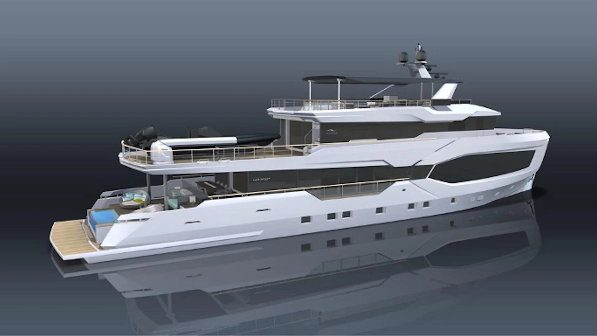 a white yacht with a white background aboard NUMARINE 40MXP/17 Yacht for Sale